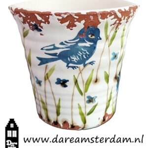 Keramische bloempot, BABETTE, BIRD BLUE 