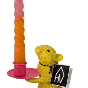 Housevitamin, kandelaar MOUSE - YELLOW met swirlkaars